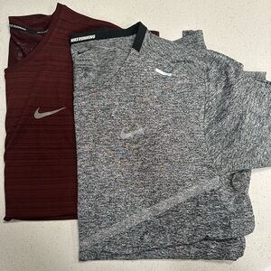 2 Nike Men's Running Shirts - Red and Gray